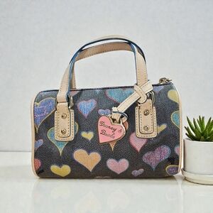 😱Dooney & Bourke Vintage Crayon Heart Print Mini Bag - Black  Multicolor